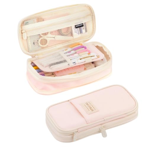 RUDDOG Mäppchen Kawaii Pencil Hülle Große Kapazität Organisator Pen Box -Beutel Für Mädchen Zur Schulbedarf Zubehör Schreibwarenbeutel-Hellrosa-A von RUDDOG