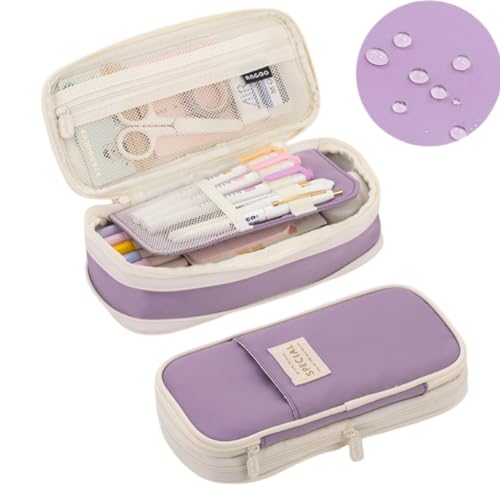 RUDDOG Mäppchen Kawaii Pencil Hülle Große Kapazität Organisator Pen Box -Beutel Für Mädchen Zur Schulbedarf Zubehör Schreibwarenbeutel-Lila-A von RUDDOG