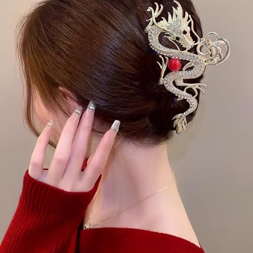 Haarklammer im chinesischen Stil, modische Drachenform, zarte Haarspangen, Haarspangen, für Damen und Mädchen, Pferdeschwanz-Clip, Haar-Zubehör von RUDFUZ