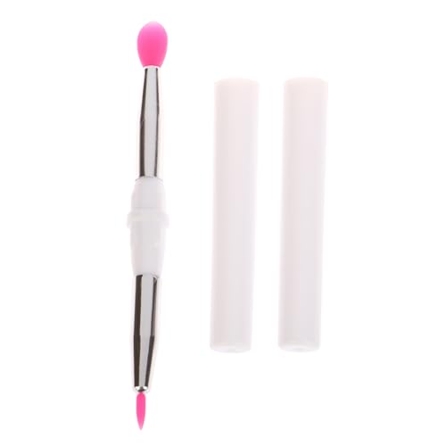 RUDFUZ Doppelköpfiger Silikonpinsel mit Abdeckung, Lippenpinsel und Detailpinsel, Lippenbalsam, Lippenstift, Lipgloss-Applikator, Eyeliner, Augenbrauenpinsel, Beauty-Make-up-Werkzeuge von RUDFUZ