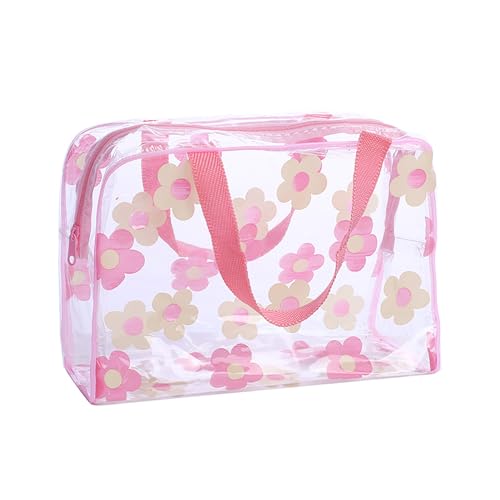 Transport wäsche Toiletten Artikel Dusch Beutel Transparente PVC Make-up Taschen Tragbare Damen Blumen wasserdichte Kosmetik Tasche von RUDFUZ