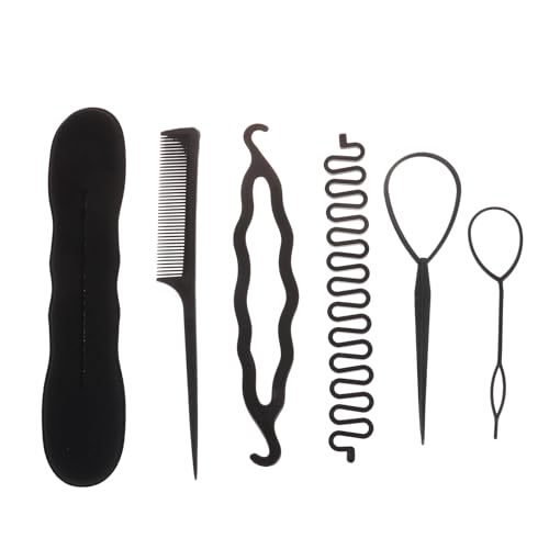 RUDFUZ Vielseitiges Haarflechtwerkzeug-Set mit Haarnadel, Dutt-Roller, Twist-Lockenwickler und Pferdeschwanz, DIY-Haarstyling-Zubehör für Mädchen oder Frauen von RUDFUZ
