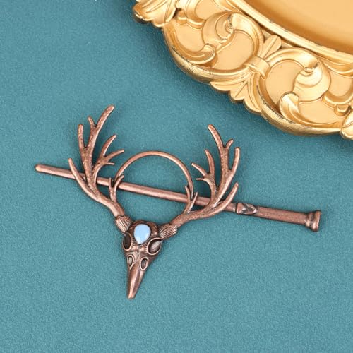 RUDFUZ Vintage Mondstein Haarnadeln für Frauen Gothic Retro Ahorn Krähe Schädel Geweih Haar Essstäbchen Haarnadeln Haarschmuck von RUDFUZ