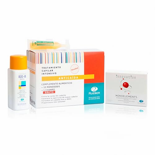 Rueber Set gegen Haarausfall, Bio-B Bio-B-Shampoo + Equitox, feuchtigkeitsspendende Haarbehandlung + Minoelements Tabletten für Haare gegen Haarausfall, Set gegen Haarausfall, für Damen und Herren von RUEBER