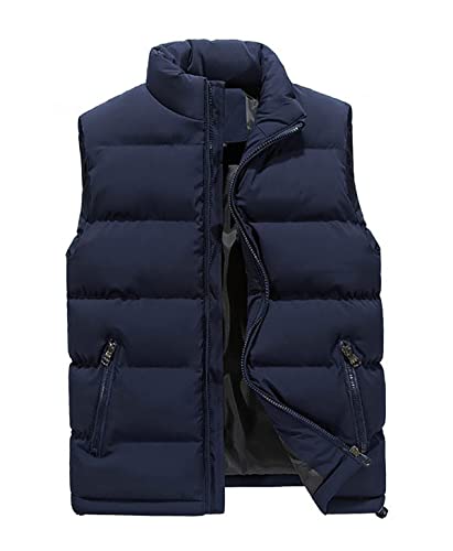 Herren Weste Body Warmer Stepp Weste Vest Ärmellose Sportweste Wärme Freizeit Mantel Ärmellose Jacke (Blau,XL) von RUGAN