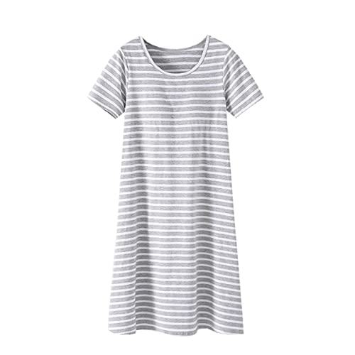 Nachthemd Damen Baumwolle Nachtkleid Ärmellos Nachtwäsche Kurz Rundhals Einfarbige Trägerhemd Kleid Sleepshirt für Sommer Schlafanzug in Übergröße (4#,XL) von RUGAN