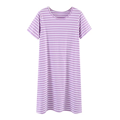 Nachthemd Damen Baumwolle Nachtkleid Ärmellos Nachtwäsche Kurz Rundhals Einfarbige Trägerhemd Kleid Sleepshirt für Sommer Schlafanzug in Übergröße (6#,L) von RUGAN