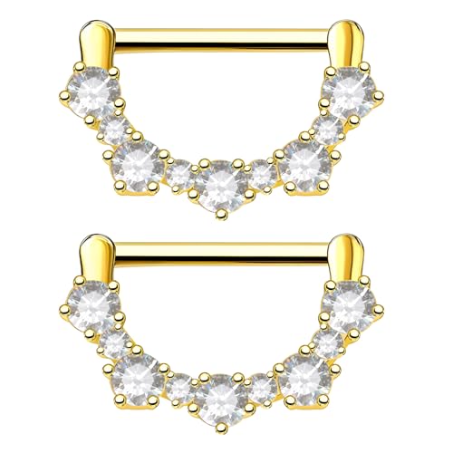 RUGBOL Nippelpiercings, Piercingschmuck, Nippelpiercing-Button für Frauen und Mädchen (Silber) von RUGBOL