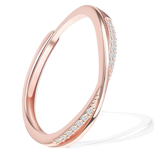 RUGBOL Silberring, verstellbare Ringe für Frauen, Damenringe, Schmuckring für Frauen, Mädchen, Schmuckgeschenk (Roségold) von RUGBOL