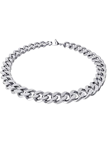 RUGGED steel - Damen XXL Edelstahl Panzerkette - stylische 14 mm breite Statement Halskette - kurze Collier Länge 40 45 cm - Silber Hochglanz - wasserfest & hypoallergen - inkl. Schmuck-Box von RUGGED steel