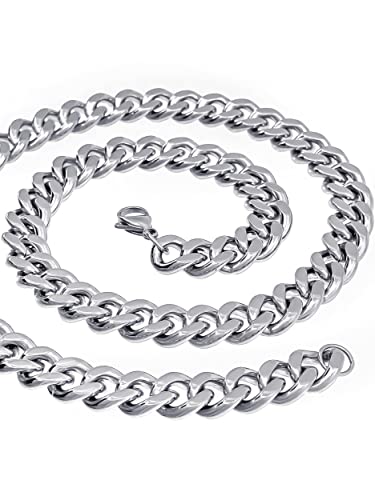 RUGGED STEEL Edelstahl Panzerkette massiv 10 mm Hochglanz - Längen: 45 50 55 60 65 cm (Silber, 60) von RUGGED steel