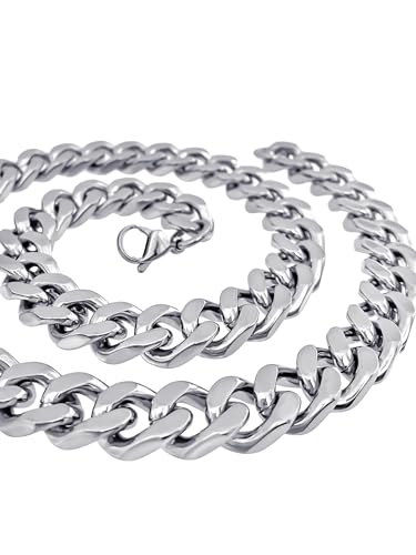 RUGGED STEEL - Herren Panzerkette Edelstahl massiv - XXL Männerkette breit & schwer (14mm / 170-280g) 50 55 60 65 70 75 80 cm - stabiler 24/7 Schmuck → wasserfest - Silber Hochglanz - inkl Schmuck-Box von RUGGED steel