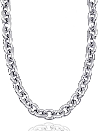 RUGGED steel - Damen Ankerkette aus massivem Edelstahl - stylische 9 mm breite XL Gliederkette für Frauen (45 cm) - Silber (Hochglanz) - 24/7 Schmuck -> wasserfest & hypoallergen - inkl. Schmuck-Box von RUGGED steel