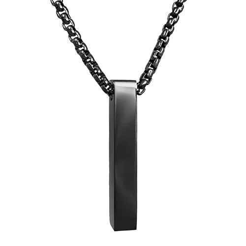 RUGGED steel - Herren Edelstahl Kette mit stylischem Stab Anhänger - inkl. Schmuck-Box (50 cm/schwarz) von RUGGED steel