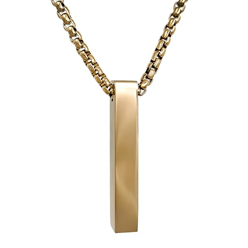 RUGGED steel - Stylische Edelstahl Herren Kette mit massivem Stab Anhänger - stabile moderne Männerkette wasserfest & schweissresistent - 50 60 cm - Silber Gold Roségold - inkl. Schmuck-Box von RUGGED steel