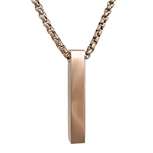 RUGGED steel - Stylische Edelstahl Herren Kette mit massivem Stab Anhänger - stabile moderne Männerkette wasserfest & schweissresistent - 50 60 cm - Silber Gold Roségold - inkl. Schmuck-Box von RUGGED steel