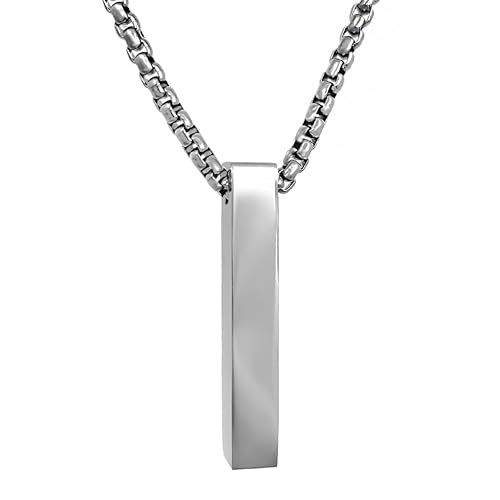RUGGED steel - Stylische Edelstahl Herren Kette mit massivem Stab Anhänger - stabile moderne Männerkette wasserfest & schweissresistent - 50 60 cm - Silber Gold Roségold - inkl. Schmuck-Box von RUGGED steel