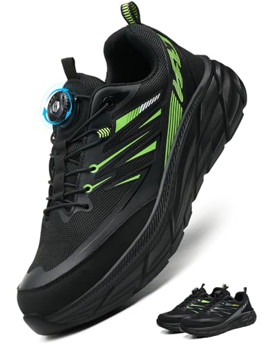 RUGNOR Arbeitsschuhe Herren Damen Sicherheitsschuhe mit Drehverschluss Clickers Leicht Atmungsaktiv Stahlkappenschuhe Küche Grün EU 43 von RUGNOR