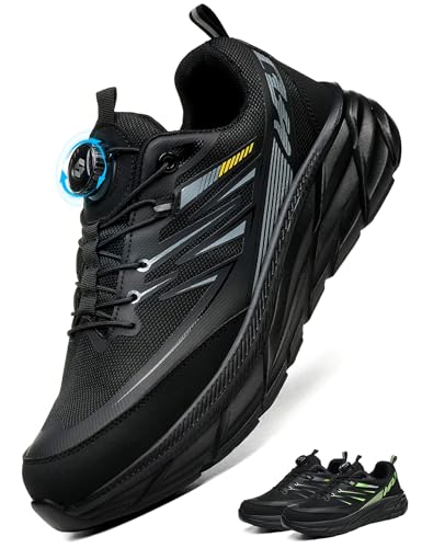 RUGNOR Arbeitsschuhe Herren Damen Sicherheitsschuhe mit Drehverschluss Clickers Leicht Atmungsaktiv Stahlkappenschuhe Küche Schwarz EU 45 von RUGNOR
