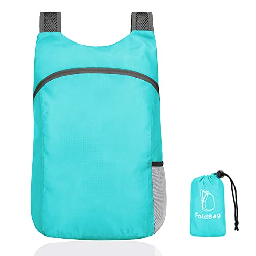 Faltbarer Rucksack Ultraleicht Wasserdicht Falttasche Reisetasche Rucksack Outdoor Camping Rucksack Praktischer Faltbarer Backpack für Wandern Reisen Klettern,Wassersport Männer Frauen-Lagunenblau von RUGUOA