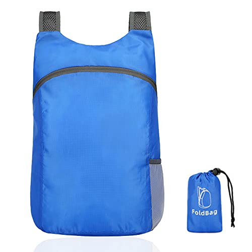 Faltbarer Rucksack Ultraleicht Wasserdicht Falttasche Reisetasche Rucksack Outdoor Camping Rucksack Praktischer Faltbarer Backpack für Wandern Reisen Klettern,Wassersport Männer Frauen-Royal Blue von RUGUOA