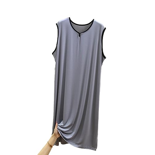 RUHANE Ärmellose Nachthemden für Herren, Herren Klassischer Modal-Pyjama Ultraweiches Nachthemd Nachthemd mit lockerer Passform Nachthemd L-3XL,Cement Gray,L von RUHANE