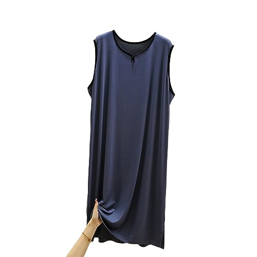 RUHANE Ärmellose Nachthemden für Herren, Herren Klassischer Modal-Pyjama Ultraweiches Nachthemd Nachthemd mit lockerer Passform Nachthemd L-3XL,High Gray,XL von RUHANE