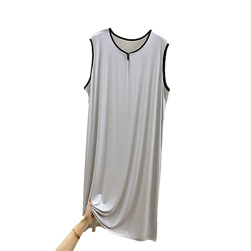 RUHANE Ärmellose Nachthemden für Herren, Herren Klassischer Modal-Pyjama Ultraweiches Nachthemd Nachthemd mit lockerer Passform Nachthemd L-3XL,Light Gray,XL von RUHANE