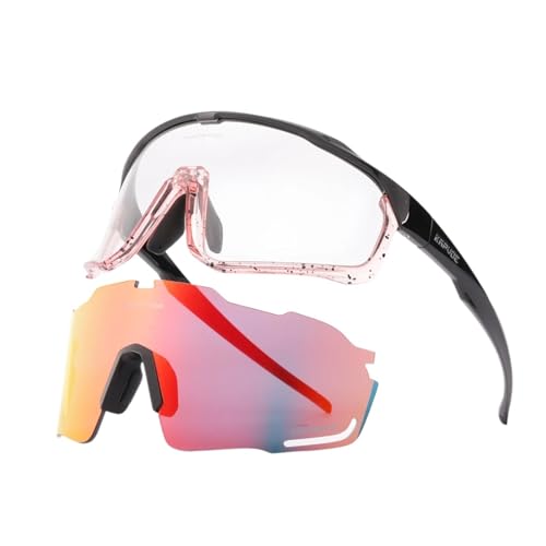 1 Glasses With 2 Modes Photochromic Cycling Eyewear Lens Bike Mountain Bicycle Goggle Sport Fishing Running Sunglasses(2 Lens Color 1) von RUHTEUO