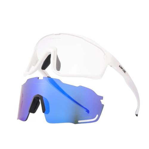 1 Glasses With 2 Modes Photochromic Cycling Eyewear Lens Bike Mountain Bicycle Goggle Sport Fishing Running Sunglasses(2 Lens Color 10) von RUHTEUO