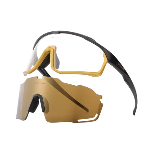 1 Glasses With 2 Modes Photochromic Cycling Eyewear Lens Bike Mountain Bicycle Goggle Sport Fishing Running Sunglasses(2 Lens Color 2) von RUHTEUO
