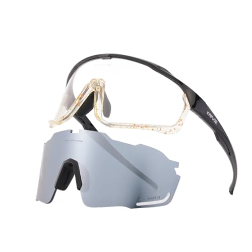 1 Glasses With 2 Modes Photochromic Cycling Eyewear Lens Bike Mountain Bicycle Goggle Sport Fishing Running Sunglasses(2 Lens Color 3) von RUHTEUO