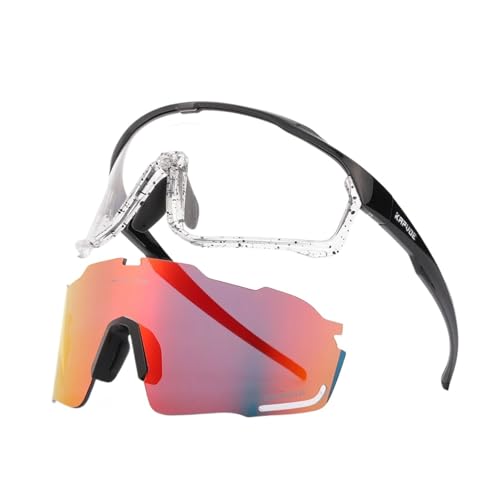 1 Glasses With 2 Modes Photochromic Cycling Eyewear Lens Bike Mountain Bicycle Goggle Sport Fishing Running Sunglasses(2 Lens Color 6) von RUHTEUO