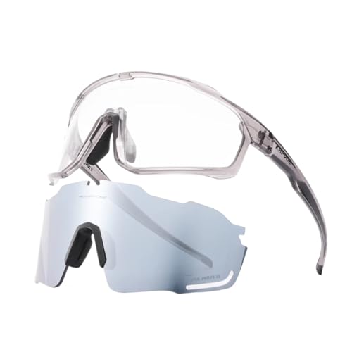 1 Glasses With 2 Modes Photochromic Cycling Eyewear Lens Bike Mountain Bicycle Goggle Sport Fishing Running Sunglasses(2 Lens Color 7) von RUHTEUO