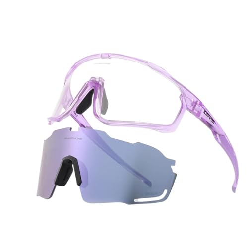 1 Glasses With 2 Modes Photochromic Cycling Eyewear Lens Bike Mountain Bicycle Goggle Sport Fishing Running Sunglasses(2 Lens Color 8) von RUHTEUO