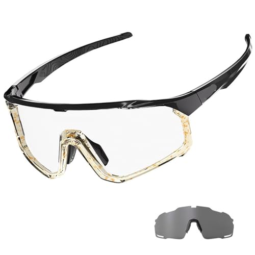 1 Glasses With 2 Modes Photochromic Cycling Goggles Lens Bike Mountain Bicycle Sunglasses Sport Fishing Running(2 Lens Color 12) von RUHTEUO