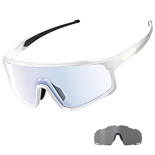 1 Glasses With 2 Modes Photochromic Cycling Goggles Lens Bike Mountain Bicycle Sunglasses Sport Fishing Running(2 Lens Color 4) von RUHTEUO