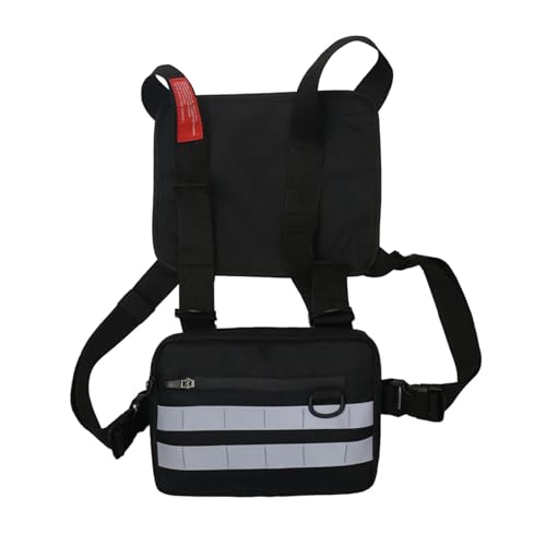 Multifunktions-Brusttaschen for Männer und Frauen, Oxford-Stoff, Weste, Hip-Hop-Straßengürteltasche(Black1) von RUHTEUO