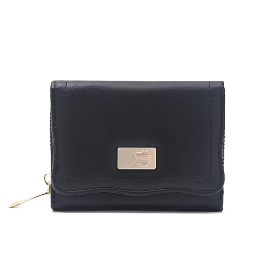 PU Soft Multi-Card Reißverschluss Kurze Dreifach-Tasche Große Kapazität Lady Folding Kann Erweitern Die Straße Beliebt(Black) von RUHTEUO