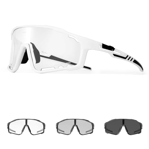 Photochromic Sunglasses Men's Women Sports Cycling Glasses Road Running Goggles Bike Bicycle Mountain Eyewear For Driving(KE-X76-PC-1L-06) von RUHTEUO