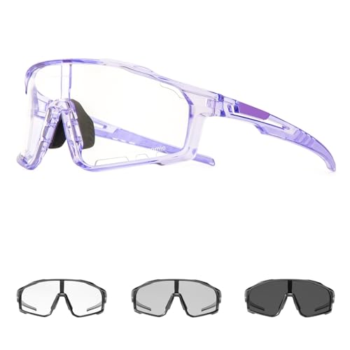 Photochromic Sunglasses Men's Women Sports Cycling Glasses Road Running Goggles Bike Bicycle Mountain Eyewear For Driving(KE-X76-PC-1L-08) von RUHTEUO