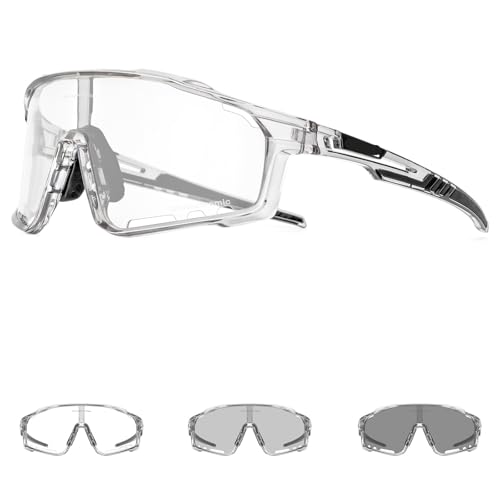 Photochromic Sunglasses Men's Women Sports Cycling Glasses Road Running Goggles Bike Bicycle Mountain Eyewear For Driving(KE-X76-PC-1L-09) von RUHTEUO