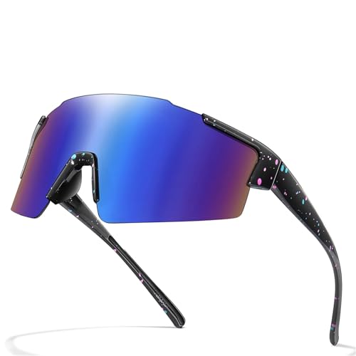 RUHTEUO Cycling Sunglasses Sports Bike Glasses Men Women Mountain Bicycle Eyewear Large Windproof UV400(VM4) von RUHTEUO