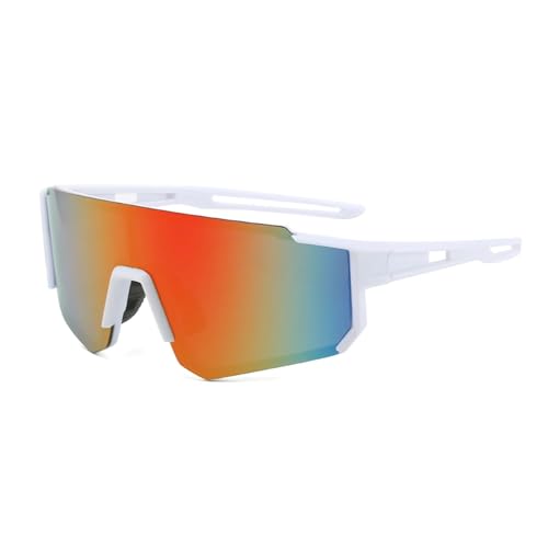RUHTEUO Cycling Sunglasses UV Protection Windproof Glasses For Men Women Polarized Lens Road Riding Bike Sport Eyewear(9815 White) von RUHTEUO