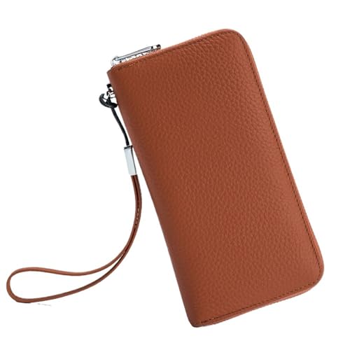 RUHTEUO Damen Geldbörse Leder Funktion Luxus Design Langer Reißverschluss Handtaschen Kartentaschen Damenmode Geldbörse(Brown) von RUHTEUO