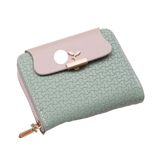RUHTEUO Damen Geldbörsen Blatt Hasp Clutch Designed Student Leder Mini Münzbörse Weibliche Kartenhalter Geldbeutel Frauen Geldbörse(Green) von RUHTEUO