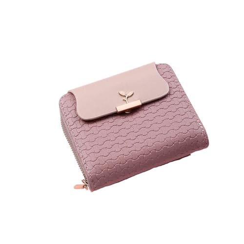 RUHTEUO Damen Geldbörsen Blatt Hasp Clutch Designed Student Leder Mini Münzbörse Weibliche Kartenhalter Geldbeutel Frauen Geldbörse(Pink) von RUHTEUO