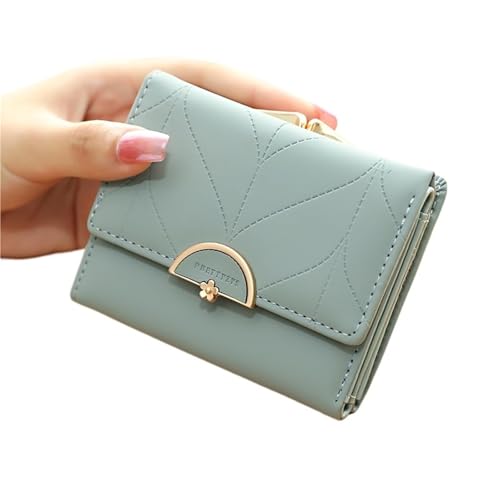 RUHTEUO Geldbörsen Modische Geldbörsen for Damen, multifunktional, kleine Geldbörse, kurzes Design, dreifach gefaltete Geldbörse(Blue) von RUHTEUO