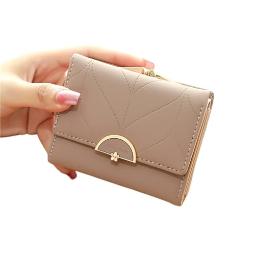 RUHTEUO Geldbörsen Modische Geldbörsen for Damen, multifunktional, kleine Geldbörse, kurzes Design, dreifach gefaltete Geldbörse(Brown) von RUHTEUO