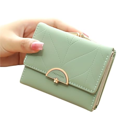 RUHTEUO Geldbörsen Modische Geldbörsen for Damen, multifunktional, kleine Geldbörse, kurzes Design, dreifach gefaltete Geldbörse(Green) von RUHTEUO